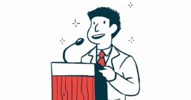 A man stands at a podium to deliver an announcement.