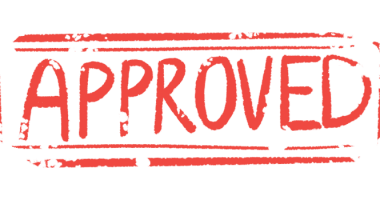 An illustration of the word 'approved.'