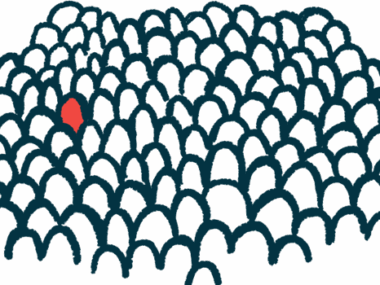 In this illustration of rare, a single person is highlighted in red from among a crowd.