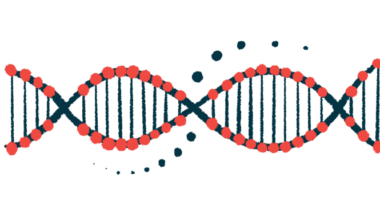 An illustration of a DNA strand with its double helix.