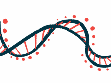 An illustration showing DNA in its double helix.