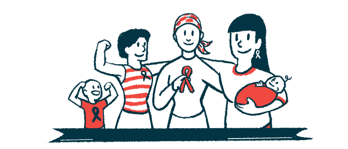 A group of supporters gather together, many sporting ribbons of different types, for an awareness event.