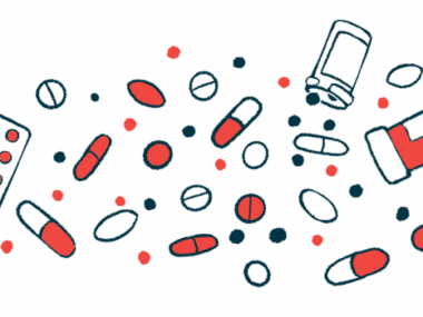 This illustration shows two prescription medication bottles amid a scattering of different type of pills.