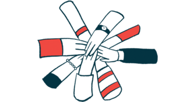 A group of hands joins in a circle.