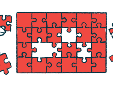 Four hands add pieces to a puzzle.