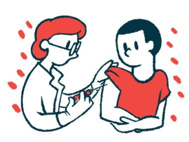 An illustration shows a person receiving a shot.