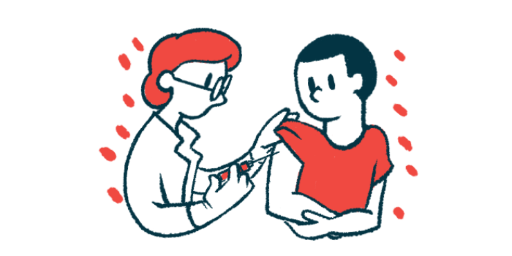 An illustration shows a person receiving a shot.