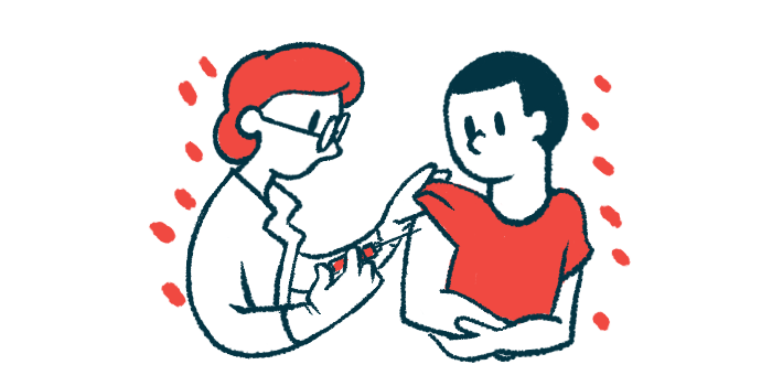 An illustration shows a person receiving a shot.
